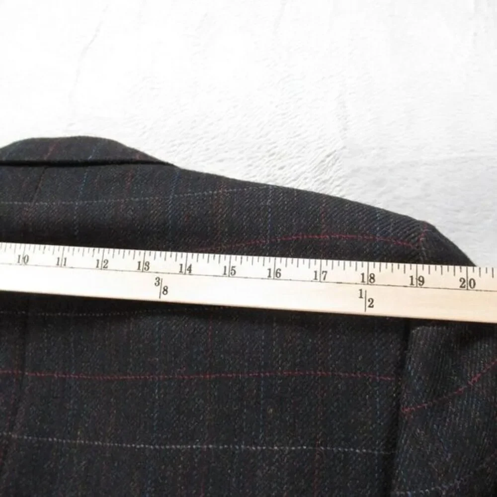 Christian Dior Wool Blazer Mens 42R Gray Check Sport Coat 2‎ Button Single Vent